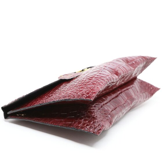 Vintage Croco Grain Leather Briefcase Bag Top-Handle Locking Front Oxblood - Picture 3 of 11